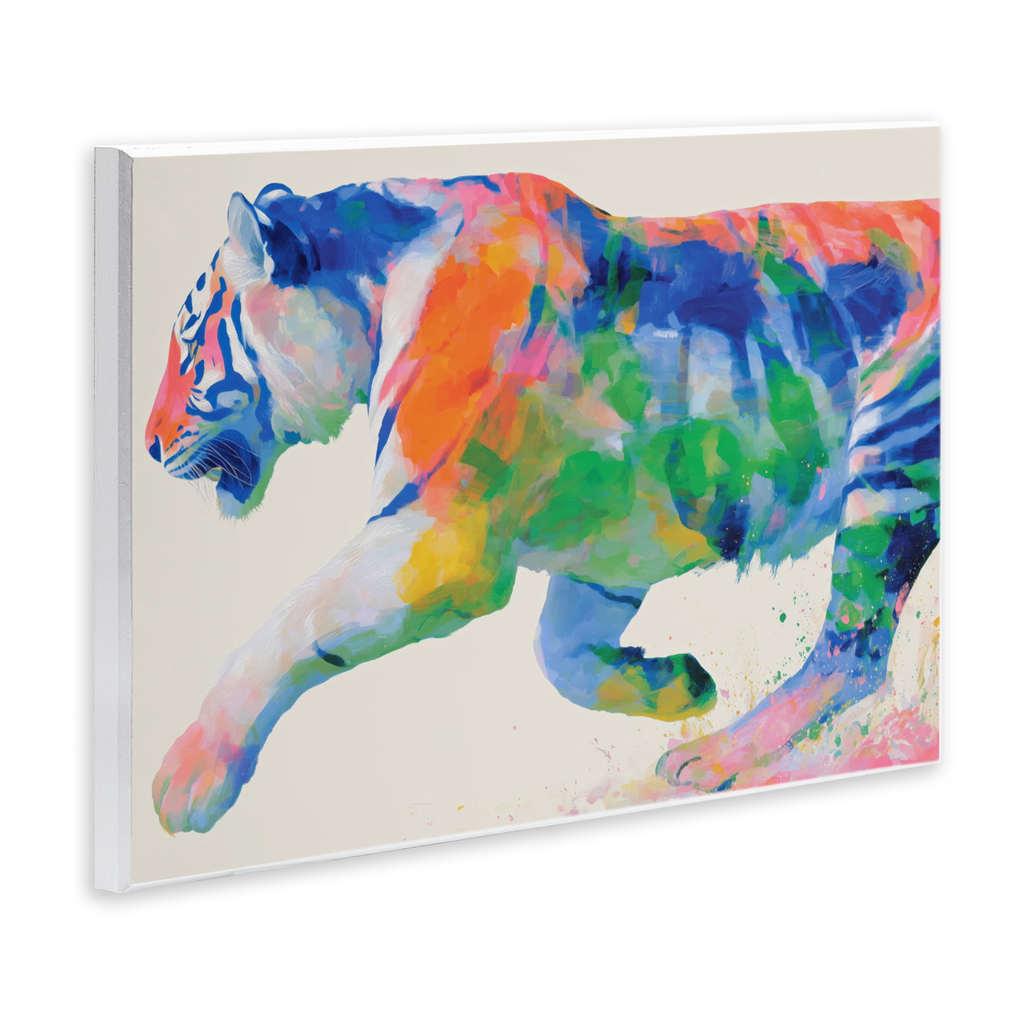 Stupell Industries Colorful Tiger In Motion Wall Plaque Art, design by Chromatic Storm Studio