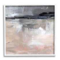 Modern Lake Reflection Scenery Abstract Painting White Framed Art Print Wall Art