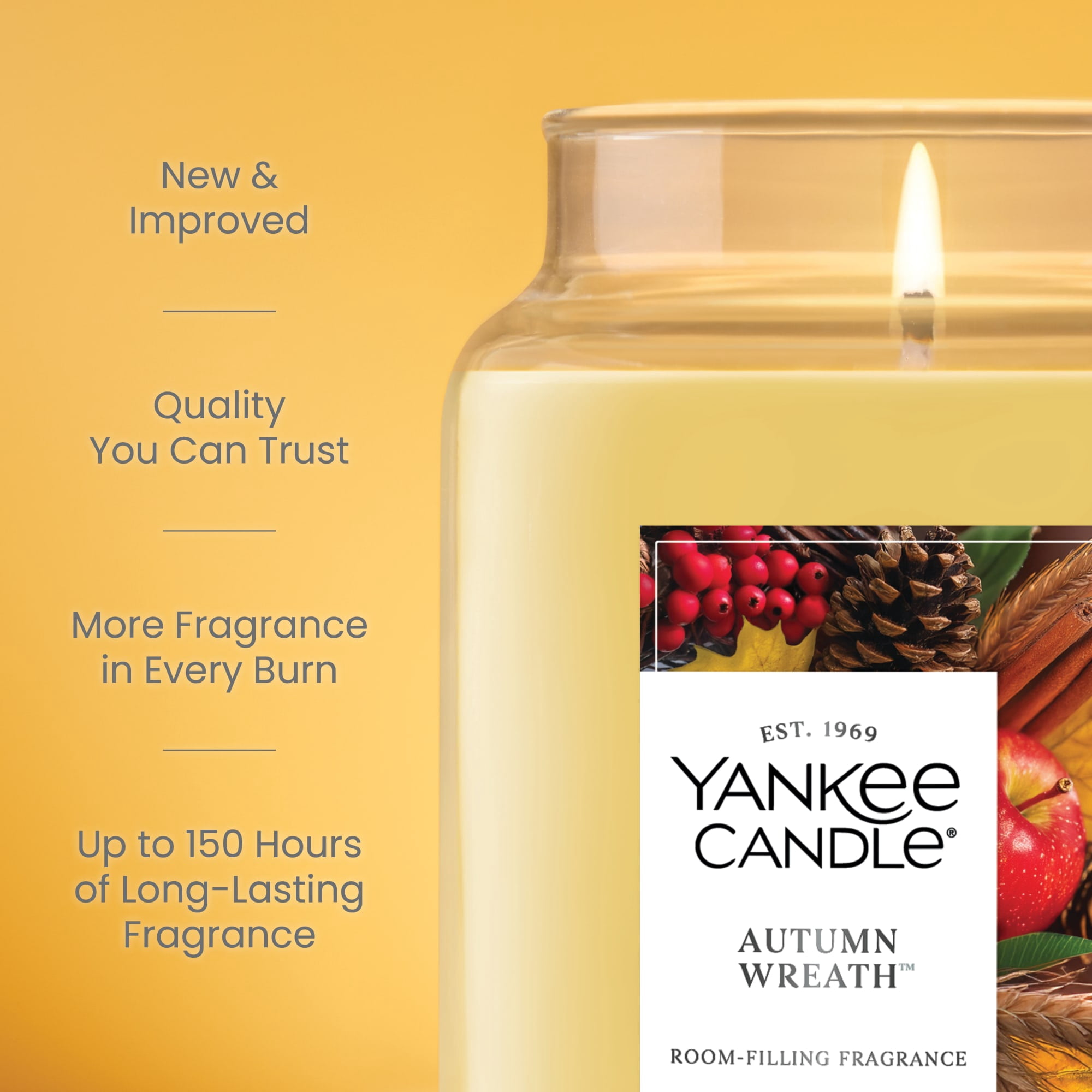 Yankee Candle Autumn Wreath Original Large Jar Scented Candles, 22 oz