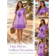 thumbnail image 5 of Cuteduck Women’s V-Neck Short Sleeve Casual Midi Dress – Boho Print, Loose Fit Flowy A-Line Sundress – Summer Beach & Everyday 1X-5X, 5 of 7