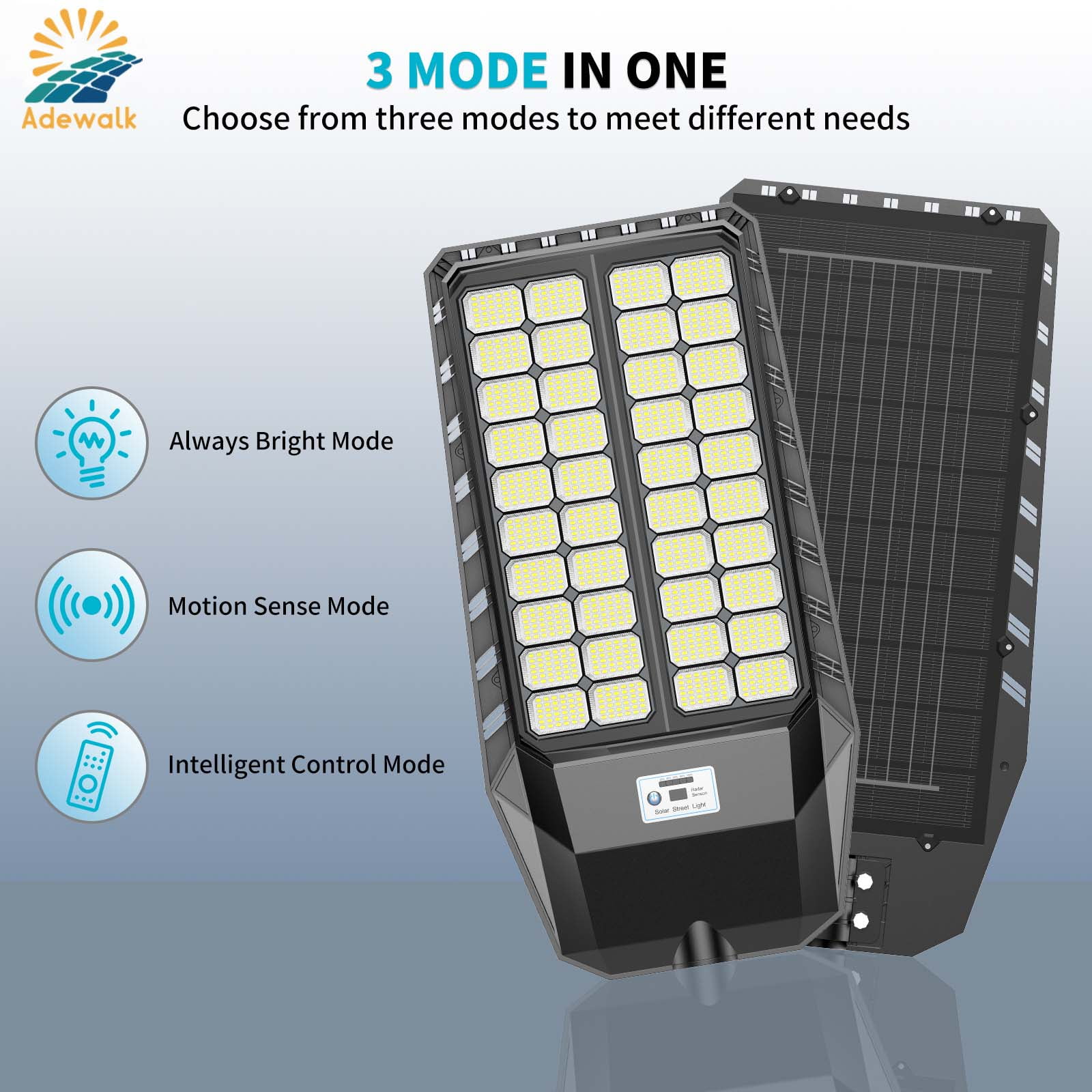 8000W Super Large Solar Street Lights Outdoor, IP66 Waterproof Solar Parking Lot Lights, Dusk to Dawn, 520000 Lumens Solar Security Flood Lights Motion Sensor with Remote Control, 2 Pack