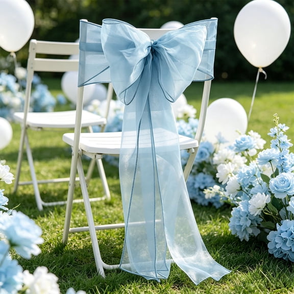 Tulle Chair Sash Ribbon 108x7 Inch, Soft Fabric Bow Drape, Wedding Party Banquet Chair Back Decoration for Birthday Shower Hotel Restaurant