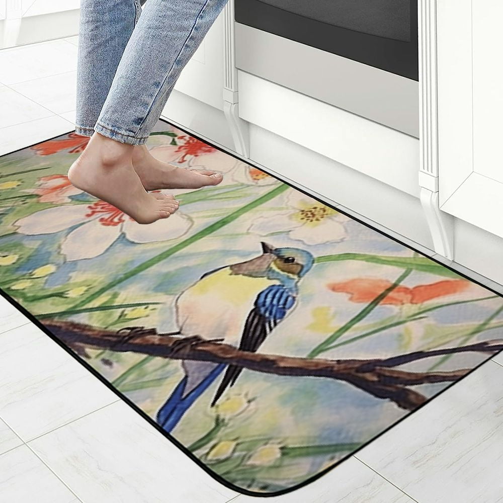 PHYHOO Bird &amp; Door Mat Decorative Door Mat, Door Mat with Non-Slip Rubber Backing, Easy Cleaning, Traps Dirt, Rug for Entry, Patio, Garage 19.68*47.24 in
