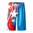 thumbnail image 4 of Wyzesi Cargo Shorts for Men 11 Inch Inseam Male Spring and Summer Independence Day Color Beach Pants Drawstring Elastic Waist Breathable Soft Short Daily Streetwear Tie Pocket Casual Shorts, 4 of 5
