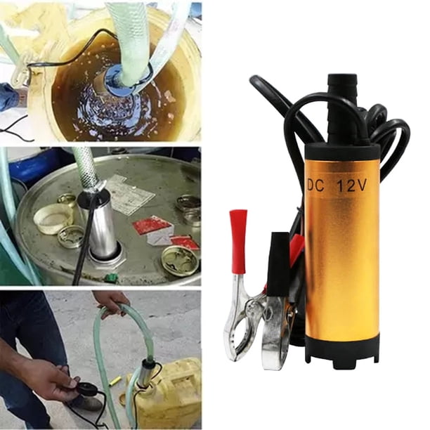 Bomba de aceite sumergible eléctrica de 12 V/24 V CC, portátil, de acero inoxidable, para transferencia de agua, aceite y diésel.