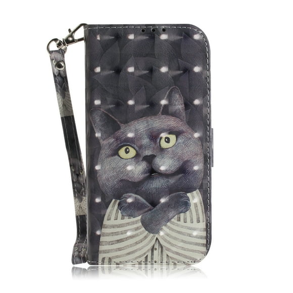 Case for Sony XPERIA ACE 3 Cover Magnetic 3D Pattern Wallet Flip Case With Strap - Grey cat