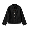 thumbnail image 5 of LUVDA Women's Corduroy Button Cardigan Fall Winter Band Collar Patch Pocket Shacket, 5 of 6
