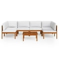 thumbnail image 3 of vidaXL 7 Piece Patio Lounge Set with Cushions Cream Solid Acacia Wood, 3 of 12