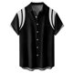 thumbnail image 1 of Camisas Vaqueras Para Hombre Camisas con estampado de rayas de tendencia de verano para hombres, camisas con botones de manga corta, blusa, blusa informal suelta con solapa, ropa para (Black, 3XL), 1 of 7