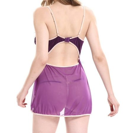 

Cathalem Choker Lingerie Underwear Lace Sleepwear Nightdress Women Silk Pajamas Rimless Wireless Curvy Women Lingerie Underwear Purple Medium