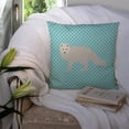thumbnail image 3 of White Arctic Fox Blue Check Fabric Decorative Pillow, 3 of 4