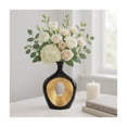 thumbnail image 4 of Modern Ceramic Vase with Hollow Center for Home Decor - Flower Vase for Living Room, Dining Table, and Office Desk - Decorative House Accent for Bedroom Nightstand Decor - 14", Black & Gold, 4 of 14