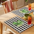thumbnail image 4 of St. Patrick's Day Placemats Set&nbsp;of&nbsp;2 Watercolor Green Lucky Shamrock Black Buffalo Plaid Heat Insulation Washable Place Mats, Non-Slip Table Mats for Dining Table Party Kitchen,13x19 Inch, 4 of 9