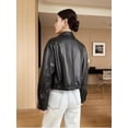 thumbnail image 5 of Chaqueta corta de cuero genuino para mujer, tendencia primavera otoño 2024, abrigos de moto de piel de oveja real de alta gama, 5 of 5