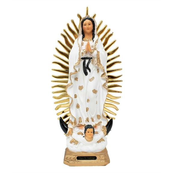 Our Lady of Guadalupe Resin Statue | Virgen de Guadalupe Blanco | 8,12,20,26,36 inches | Church Decor, Home Gifts, Prayers (Lx20"Inches)