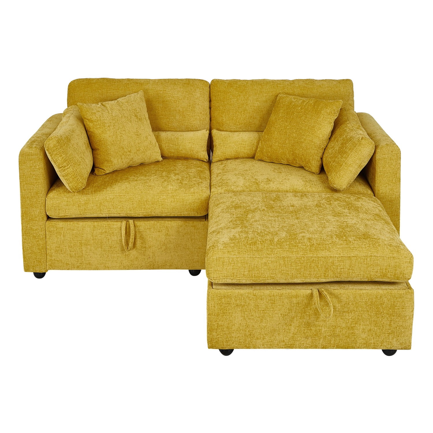 Gewnee L Shape Loveseat with Ottoman, Free Combination Modular Convertible Sectional Storage Sofa for Living Room