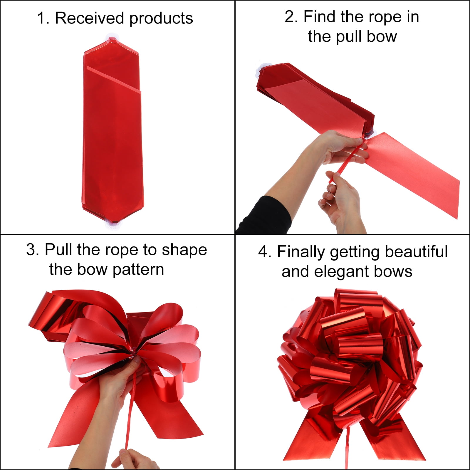 Uxcell 2pcs 18" Extra Giant Large Pull Bow Christmas Metallic Car Gift Wrapping Bows for Wedding Gift, Red