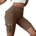 thumbnail image 7 of Womens Biker Shorts with Pockets Tummy Control Butt Lifting high Waisted Yoga Shorts Running Workout Booty Gym Short Coffee S, 7 of 7