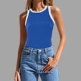 thumbnail image 2 of HBFAGFB Débardeurs pour Femmes Mode Col Rond Sans Manches Hauts Ajustés Légers Gilet Polyvalent Bleu Taille P, 2 of 4