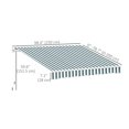thumbnail image 3 of Outsunny 8' x 7' Retractable Awning, Patio Awnings, Sunshade Shelter with 280 g/m² UV & Water-Resistant Fabric and Aluminum Frame for Deck, Balcony, Yard, Green and White, 3 of 10