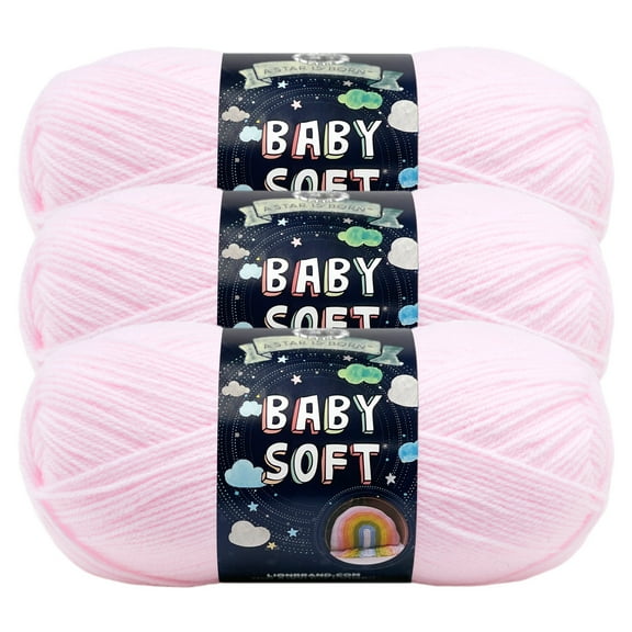 Lion Brand Yarn Baby Soft Petal Light Acrylic, Nylon Yarn 3 Pack