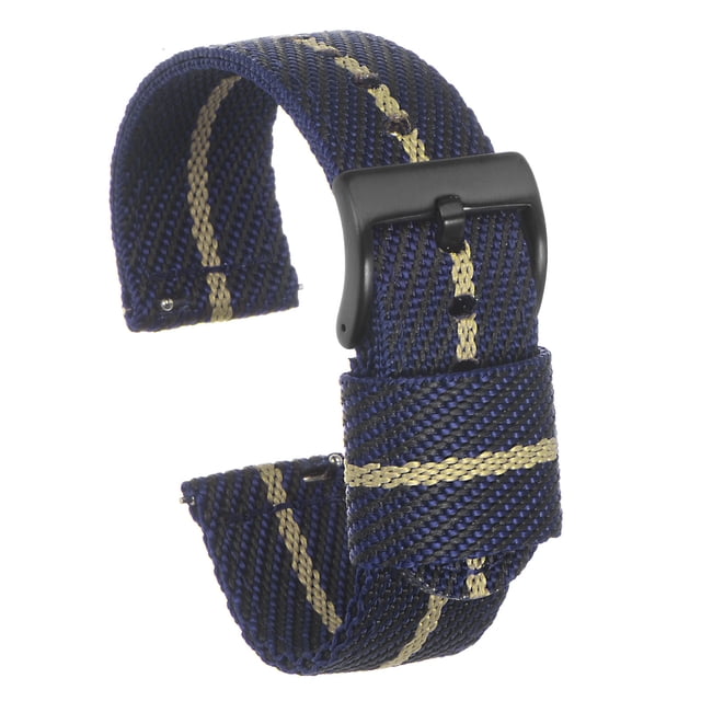 Azul Caqui Nylon Rayada Reloj Correa 20mm Ancho Suave Cómodo Premium Nylon Correa con Negro Hebilla, Universal Reemplazo Lienzo Reloj Correa