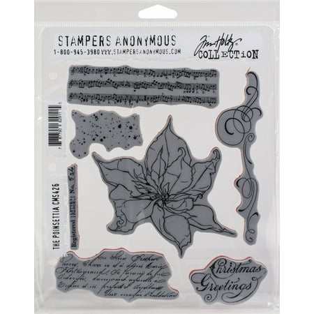 UPC: 0787790629115 | Tim Holtz Cling Stamps 7 X8.5 -The Poinsettia