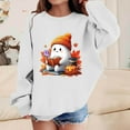 thumbnail image 2 of XUNKUSGA Halloween Sweatshirt 1-13 Years Pumpkin Bat Girls Crewneck Sweatshirt Loose Soft Drop Shoulder Long Sleeve Pullover Tops for Halloween Themed Party White, 2 of 3