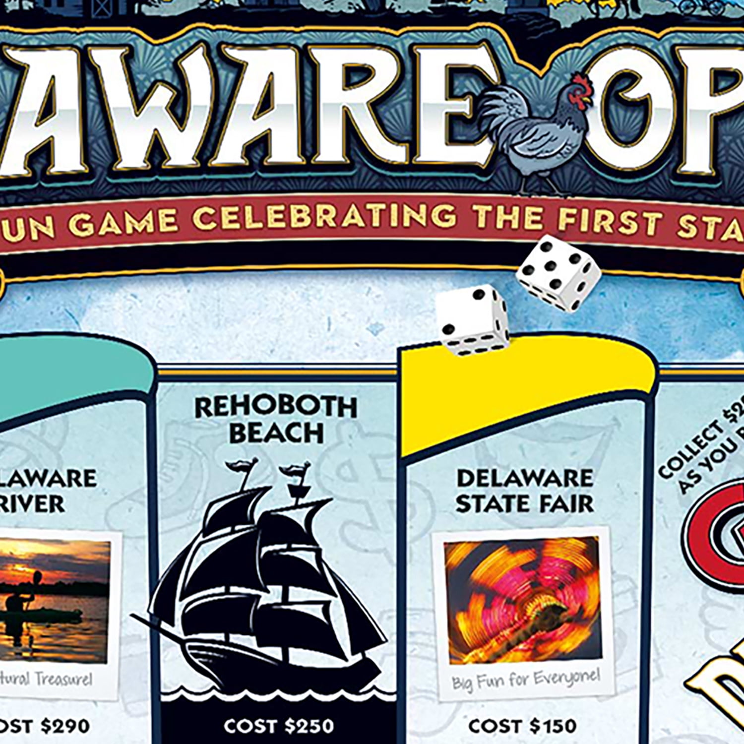 Late For The Sky: Delaware-Opoly - State Themed Opoly-Style Board Game, Landmark Properties, Family Strategy, 2-6 Players, Traditional or 1hr Version