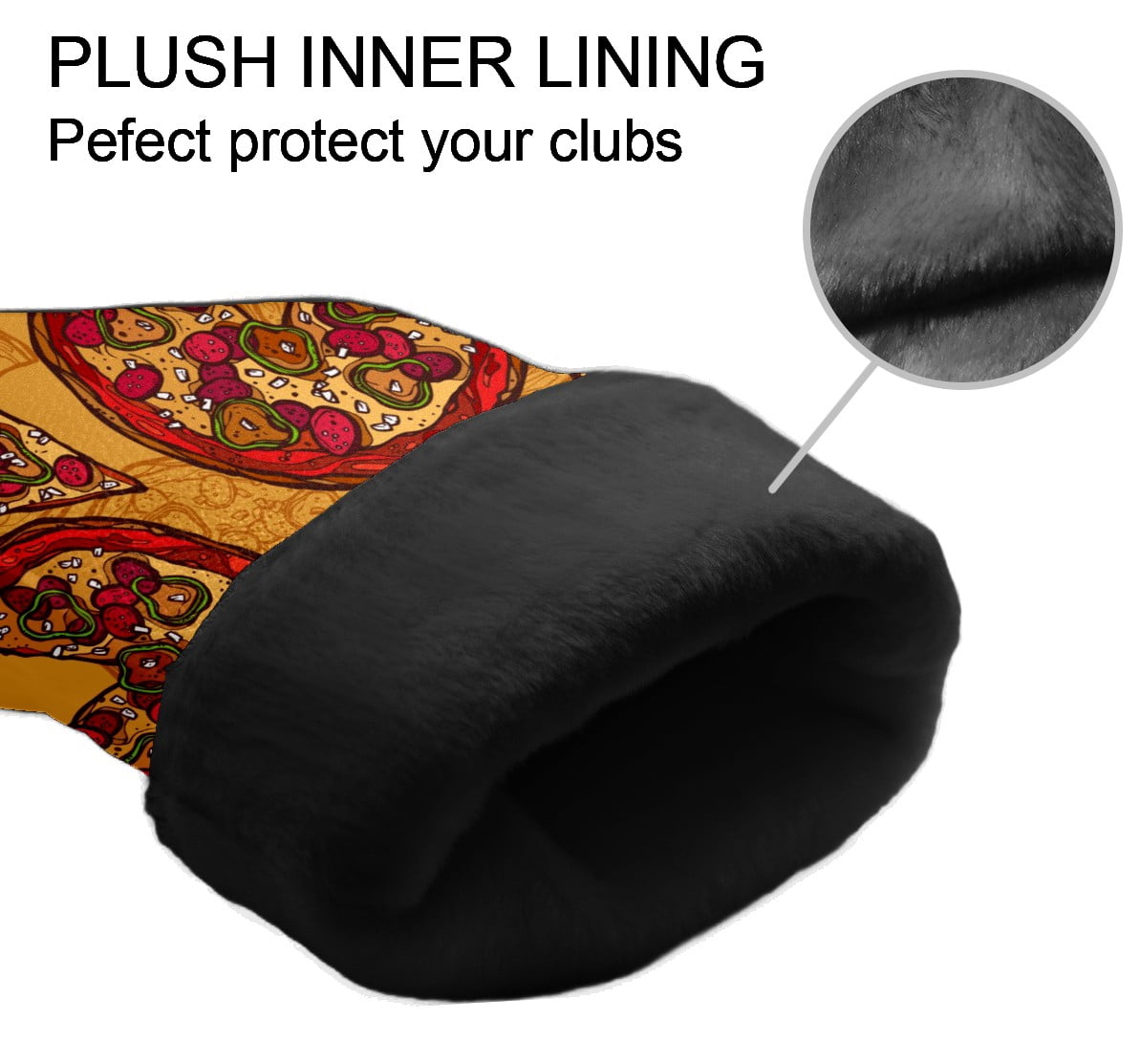 Golf Club Head Cover Waterproof Leather Golf Accessories HeadCovers Set Driver Headcover for Women Men Funny Food Pizza Delicious Pattern