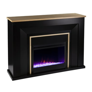 SEI Furniture Cardington Wood Color Changing Fireplace in Black
