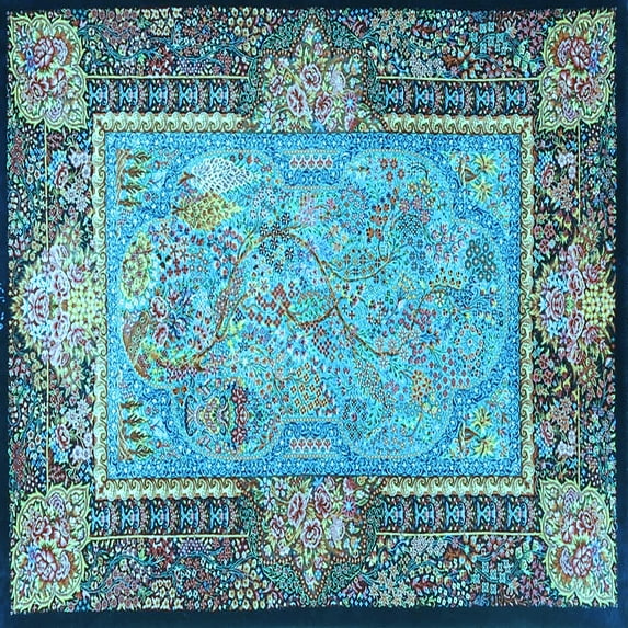 Ahgly Company Indoor Square Persian Light Blue Traditional Area Rugs, 5' Square