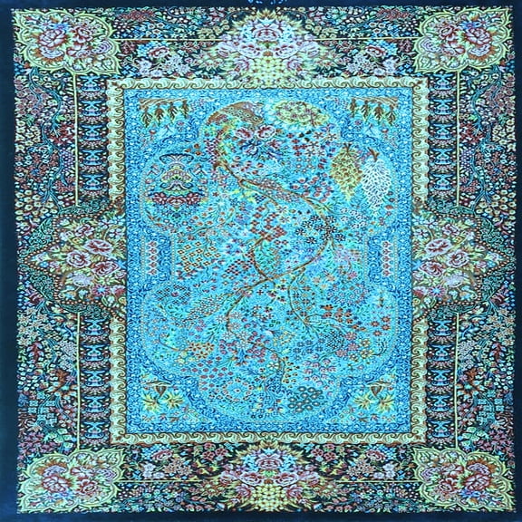 Ahgly Company Indoor Square Persian Light Blue Traditional Area Rugs, 3' Square