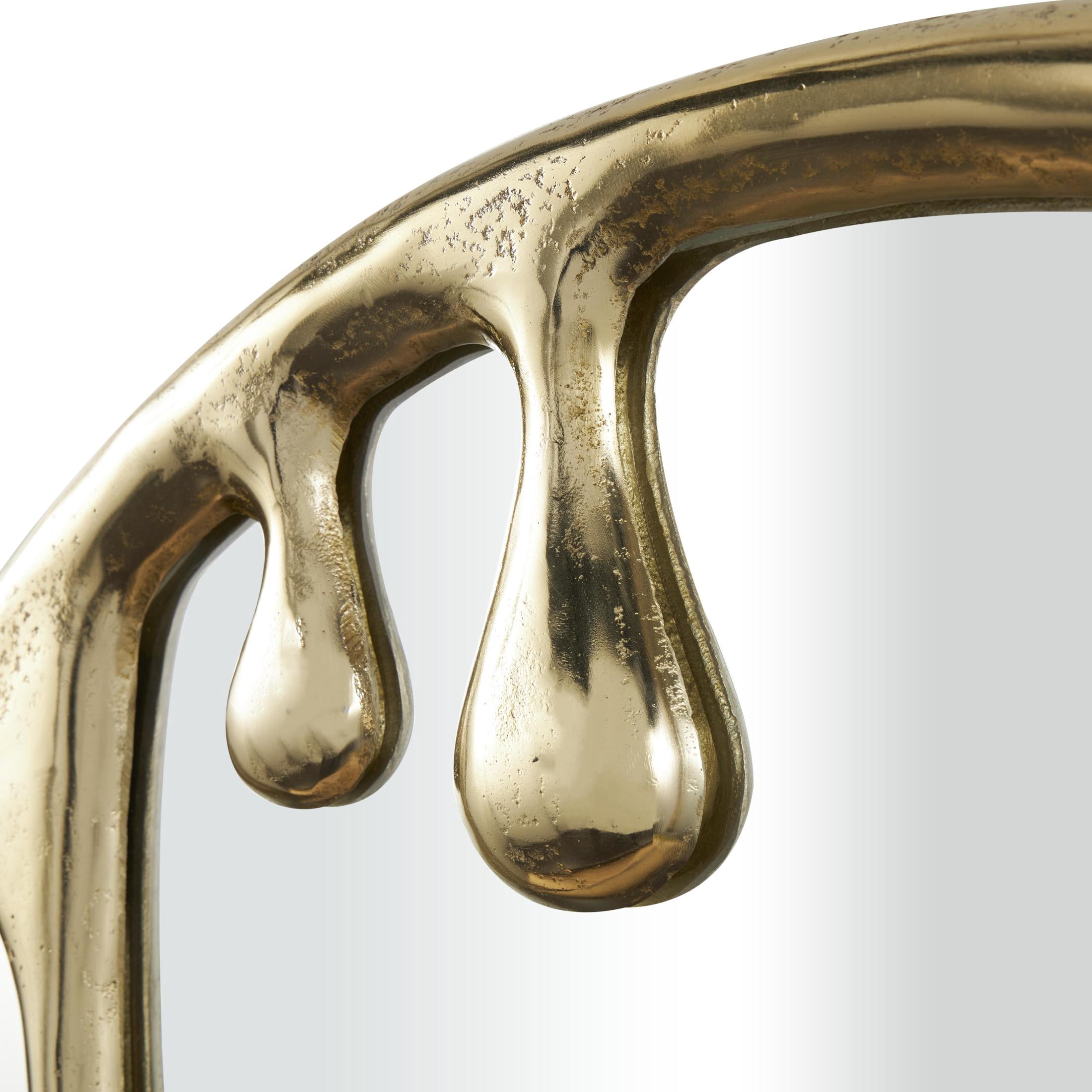 DecMode 36" x 43" Gold Melting Drip Abstract Wall Mirror