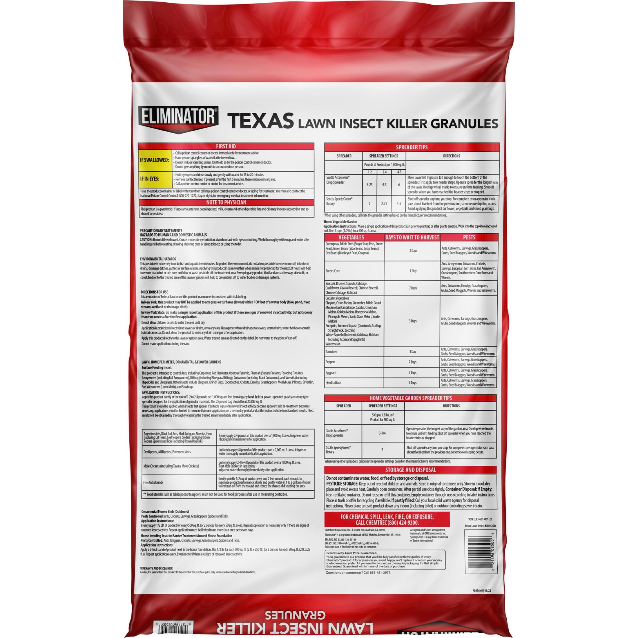 Eliminator Texas Lawn Insect Killer Granules, 25 lb., Covers up to 20,833 Sq. ft.