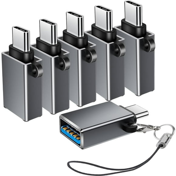USB C to USB Adapter 6 Pack,USB to USB C Adapter,USB C to USB A Adapter,USB A to USB C Adapter,USB C Male to USB 3.0 Female OTG Adapter for MacBook Pro/Air,iPad Pro and More(Grey)