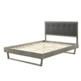 thumbnail image 3 of Platform Bed Frame, Full Size, Wood, Grey Gray, Modern Contemporary Urban Design, Bedroom Master Guest Suite, 3 of 10