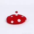 thumbnail image 4 of Kawaii Handmade Cartoon Beret Hat Cute Small Mushroom Cosplay Vintage Women Girl Faux Wool Artist Painter Beanie Cap, 4 of 6