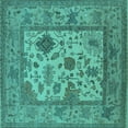 thumbnail image 1 of Ahgly Company Indoor Square Oriental Turquoise Blue Industrial Area Rugs, 5' Square, 1 of 4