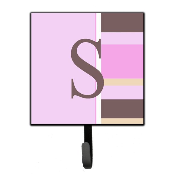 Letter S Initial Monogram - Pink Stripes Leash or Key Holder