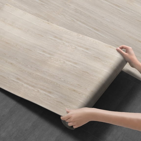 3D Peel and Stick Floor Tile Vinyl Flooring Roll Wood Plank Sticker 23"x 393"/64 Sq.Ft, for Home Apartment Room Self Adhesive Easy DIY Removable Waterproof Thicken Floor Covering Maple Wood