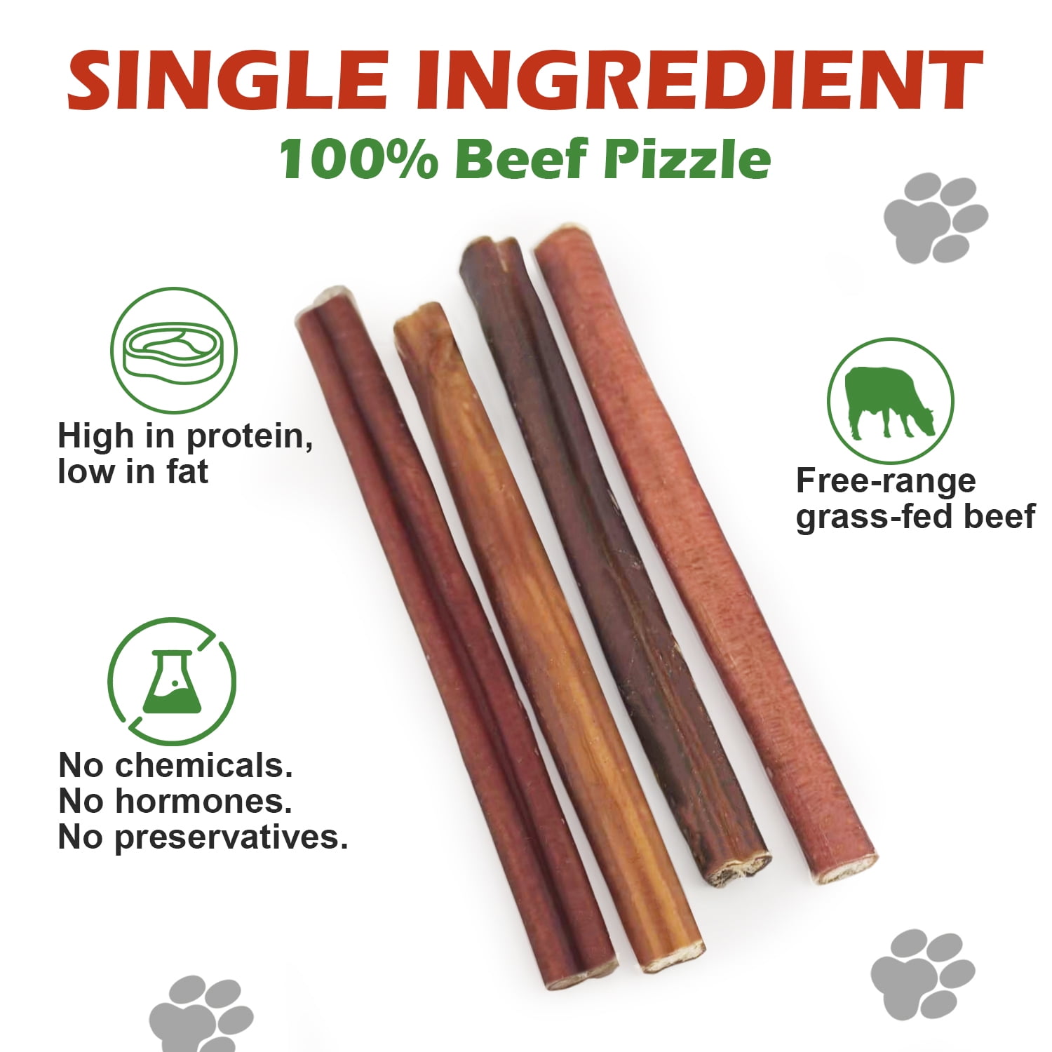 PETPURO Bully Sticks for Dogs, 6 in, 10 Count, Long-Lasting Natural Beef Chews, Low Odor