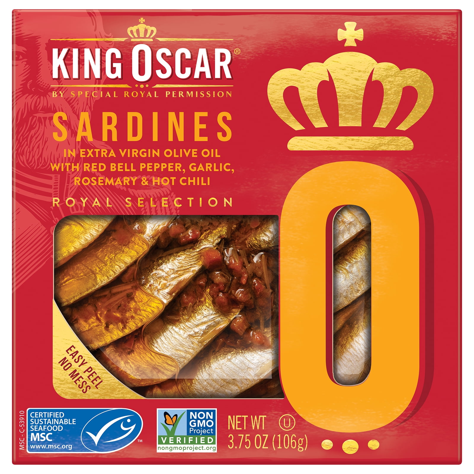 King Oscar, Sardines In Extra Virgin Olive Oil, With Red Bell Pepper
