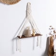 thumbnail image 4 of Walbest Hand Woven Tapestry Bohemian Style Space-saving Cotton Rope Floating Shelf Macrame Wall Hanging Stand for Farmhouse Decoration, 4 of 7
