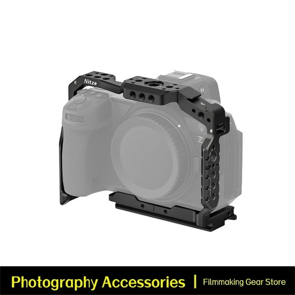 Nitze Camera Cage for Nikon Z6 III Camera with Built-in NATO Rail, Cold Shoe, and Quick Release Plate for Arca-Swiss