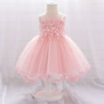 thumbnail image 2 of Povozer Baby Girls Princess Dress Flower Lace Dress Toddler Tulle Sleeveless Dress(Pink,3-6M), 2 of 6