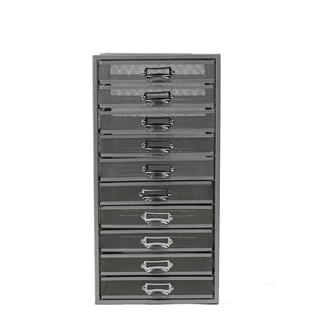Mind Reader Mesh 10 Drawer Cabinet, Metal Storage Drawers, File Storage Cart, Utility Cart, Office Storage Cart, Heavy Duty Multi-Purpose Cart,