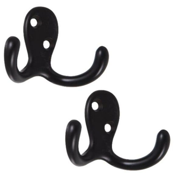 Hillman Builders Hardware 859294 Steel Double Clothes Hooks, Matte Black