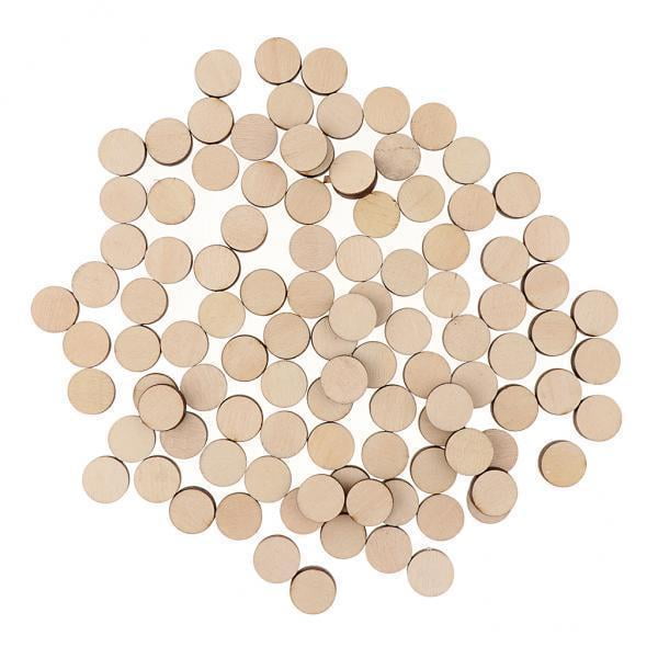 Rongfmy 4X 100 Pcs Mini Décorations Rondes en Bois Non Fini pour Art Bricolage 16mm