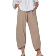 thumbnail image 1 of Coloody Women's Plus Size Boho Baggy Cropped Harem Pants with Pockets, Linen, 1 of 6